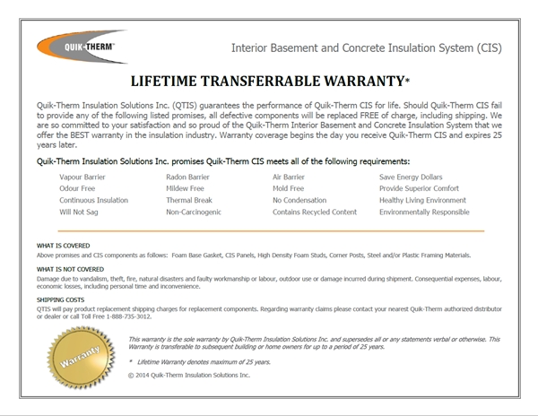 QuikTherm CIS Warranty